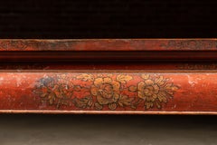 Early 20th Century Southeast Asian Wooden Coffee Table with Floral Accents