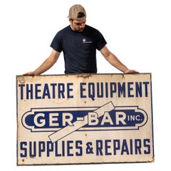 Vintage "Ger-Bar Inc." Theatre Equipment Painted Tin Sign