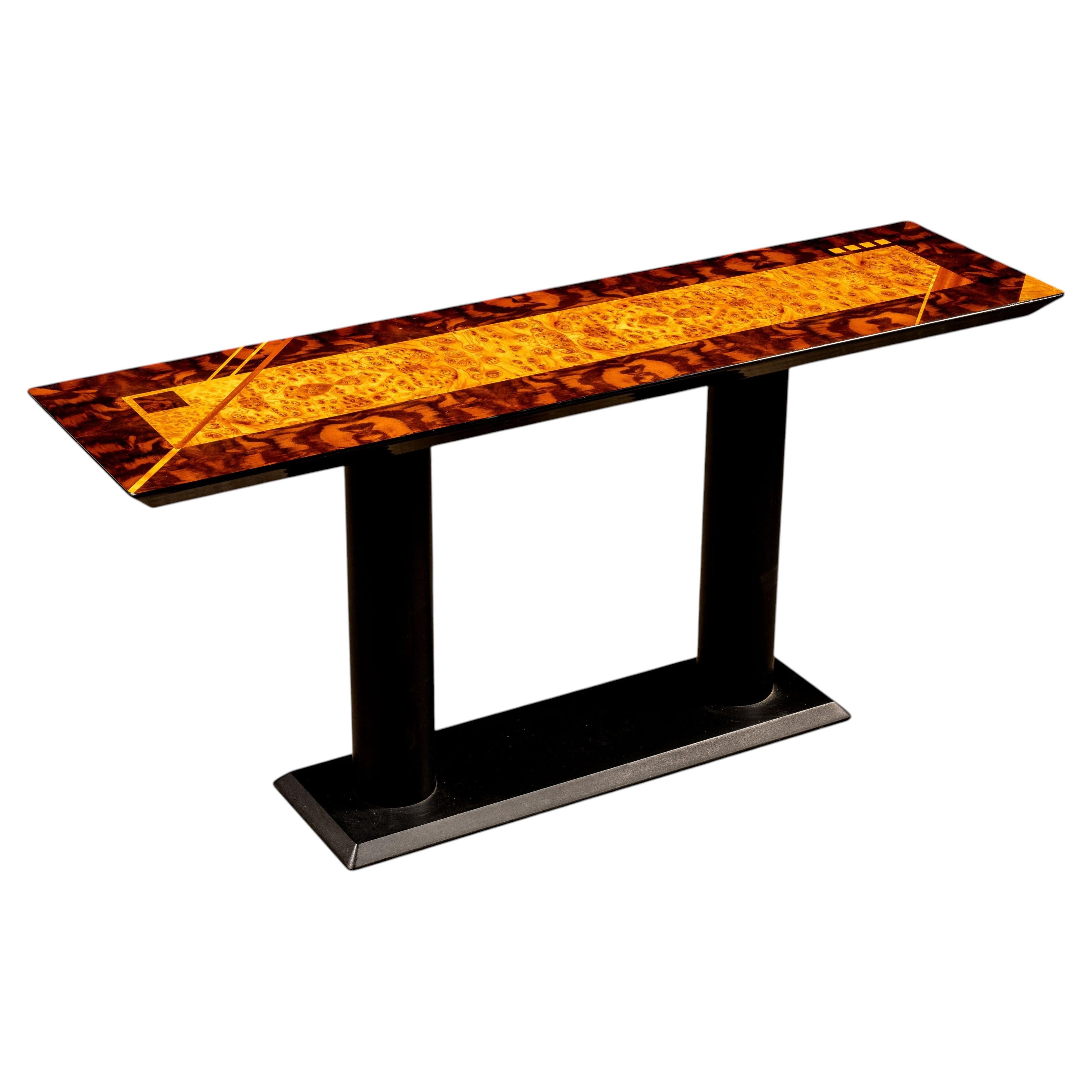 Art Deco Revival Dell'Arredamento Burl Console Table For Sale