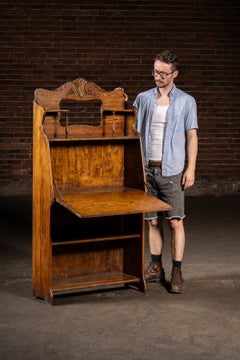 Early 20th Century Oak Drop-Front Secretary Desk