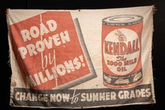 Vintage Kendall 2000-Mile Oil Canvas Advertising Banner