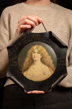 Early 1900s J.R. Beiersdorf & Co. Advertising Tin Sign with Rolled Edges