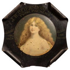 Early 1900s J.R. Beiersdorf & Co. Advertising Tin Sign with Rolled Edges