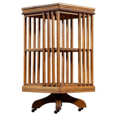 Antique Oak Arts and Crafts Revolving Bookcase