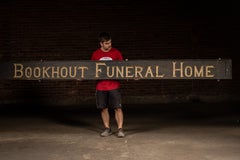 Antique Hand-Carved "Bookhout Funeral Home" Painted Wood Sign