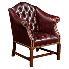 Vintage Burgundy Tufted Leather Chesterfield Club Chair