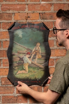 Antique Paul Jones Pure Gin Self-Framed Advertising Sign