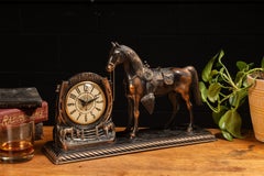 Vintage Electric Equestrian Copper Clock by Lanshire