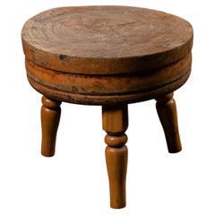 Round Butcher Block Coffee Table on Wooden Legs
