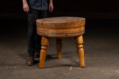 Round Butcher Block Coffee Table on Wooden Legs