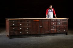 Early 20th Century Apothecary Counter with Drawers and Cupboards