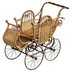 19th Century Victorian Wicker Baby Carriage