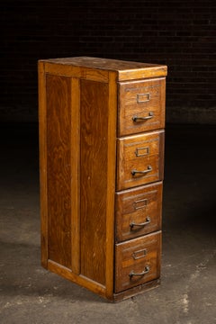 Antique Oak 4-Drawer Filing Cabinet
