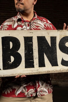 Vintage Painted "Cabins" Roadside Directional Arrow Sign