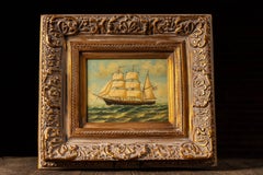 Ship At Sea - Going Left Framed Oil Painting, Signed