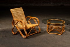 Vintage Bentwood and Rattan Furniture Set by Franco Albini