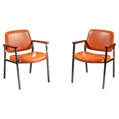 Pair of MCM Office Chairs in Orange by Delwood