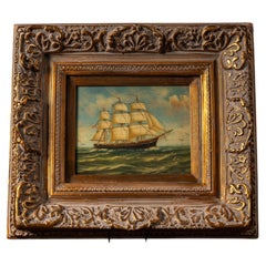 Ship At Sea - Going Right  Framed Oil Painting, Signed