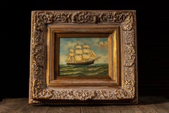 Ship At Sea - Going Right Framed Oil Painting, Signed
