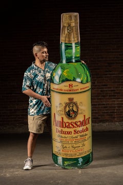 Vintage Oversize Ambassador Scotch Masonite Figural Bottle Sign