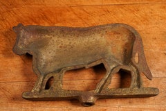 Late 19th Century Cast Iron Butcher's Rack Crest - Cow Motif