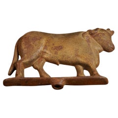Late 19th Century Cast Iron Butcher's Rack Crest - Cow Motif