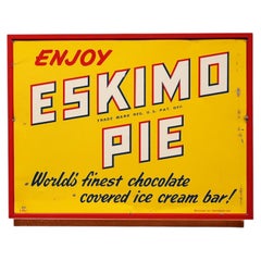 Vintage Eskimo Pie Framed Tin Litho Sign