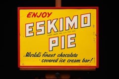 Vintage Eskimo Pie Framed Tin Litho Sign