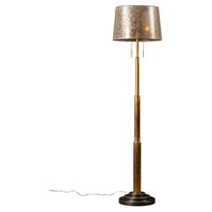 Modern Brass Floor Lamp with Mica Shade by Robert Abbey