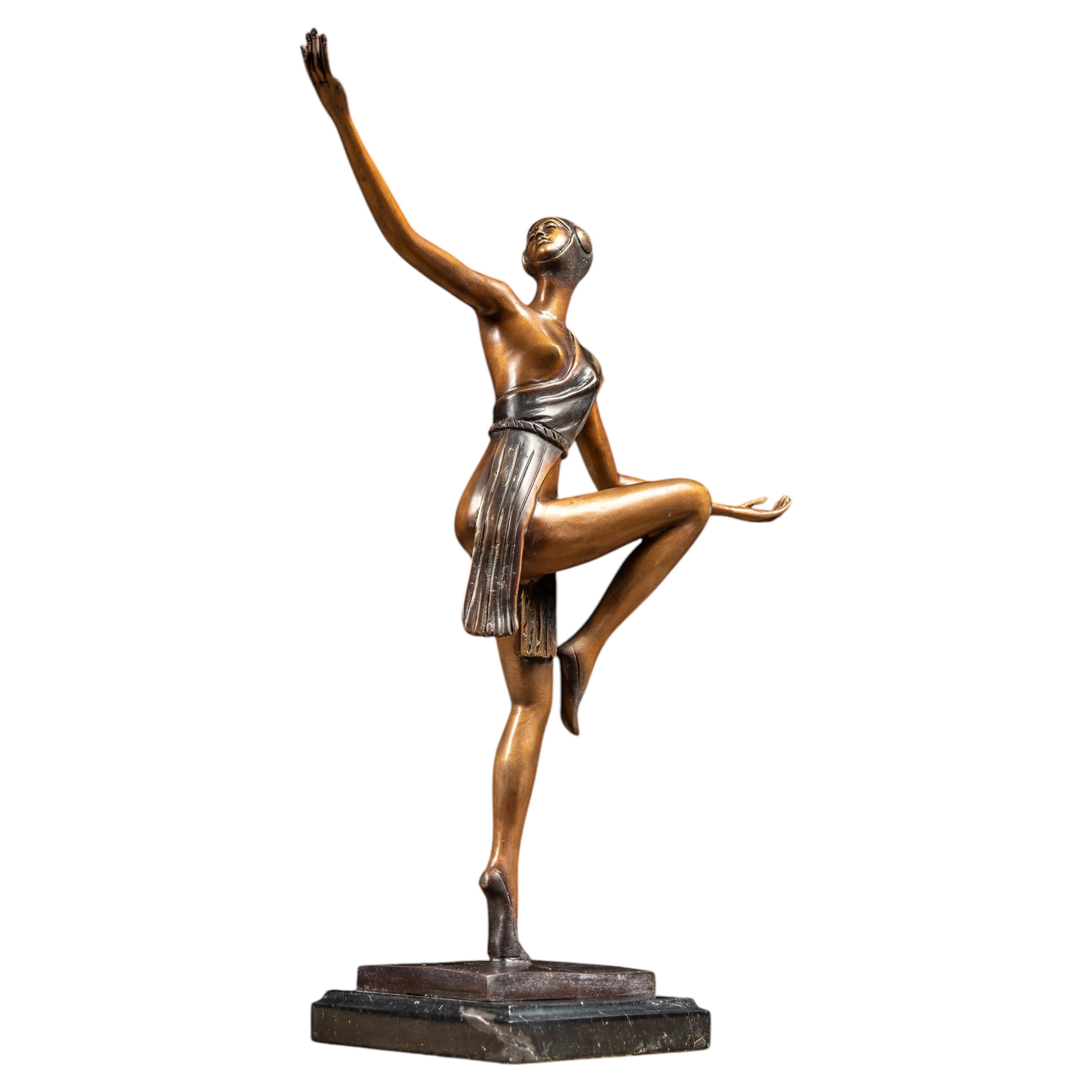 The Dancer  Chiparus Art Deco Sculpture, Signed