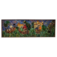 Framed Fairy Tale-Motif Stained Glass Assemblage Mosaic