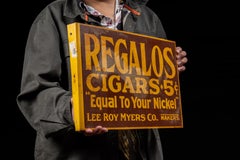 Antique Regalos Cigars Double-Sided Tin Flange Sign