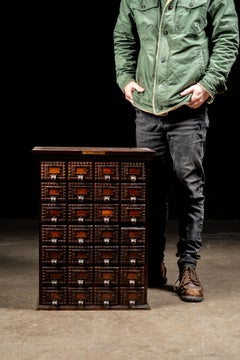 Late 19th Century Oak Tramp Art Screw Cabinet by J. D. Warren