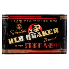Vintage Backlit Reverse-Painted Glass Old Quaker Whiskey Sign