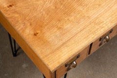 Vintage Oak Card Catalog on Hairpin Legs