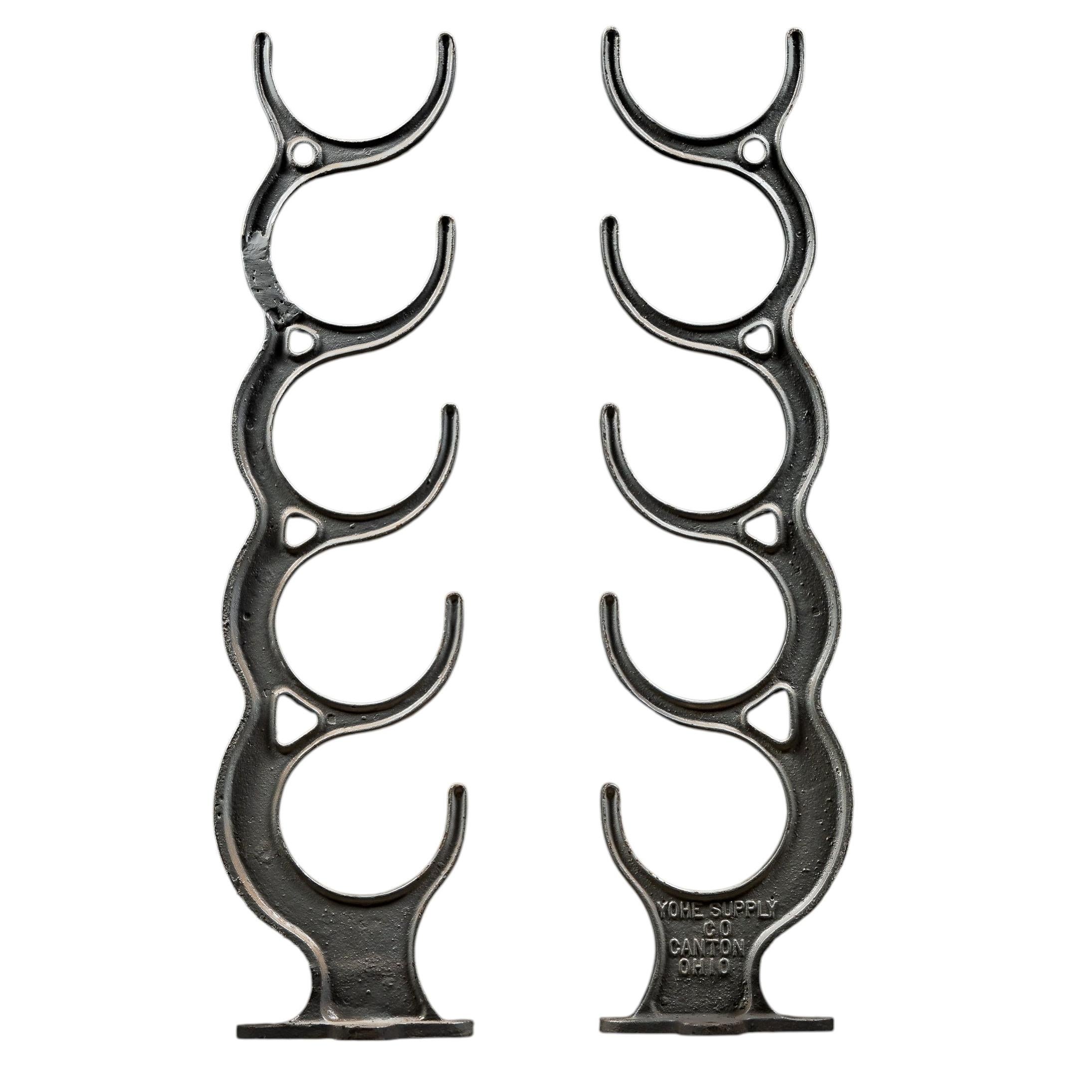 Antique Industrial Cast Iron Pipe Rack Set by Yohe Supply Co. For Sale