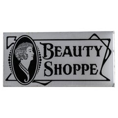 Antique Double-Sided Porcelain Beauty Shoppe Sign