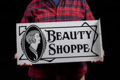 Antique Double-Sided Porcelain Beauty Shoppe Sign