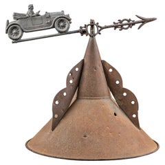 Early 20th Century Sheet Metal Cupola with Automobile Weathervane