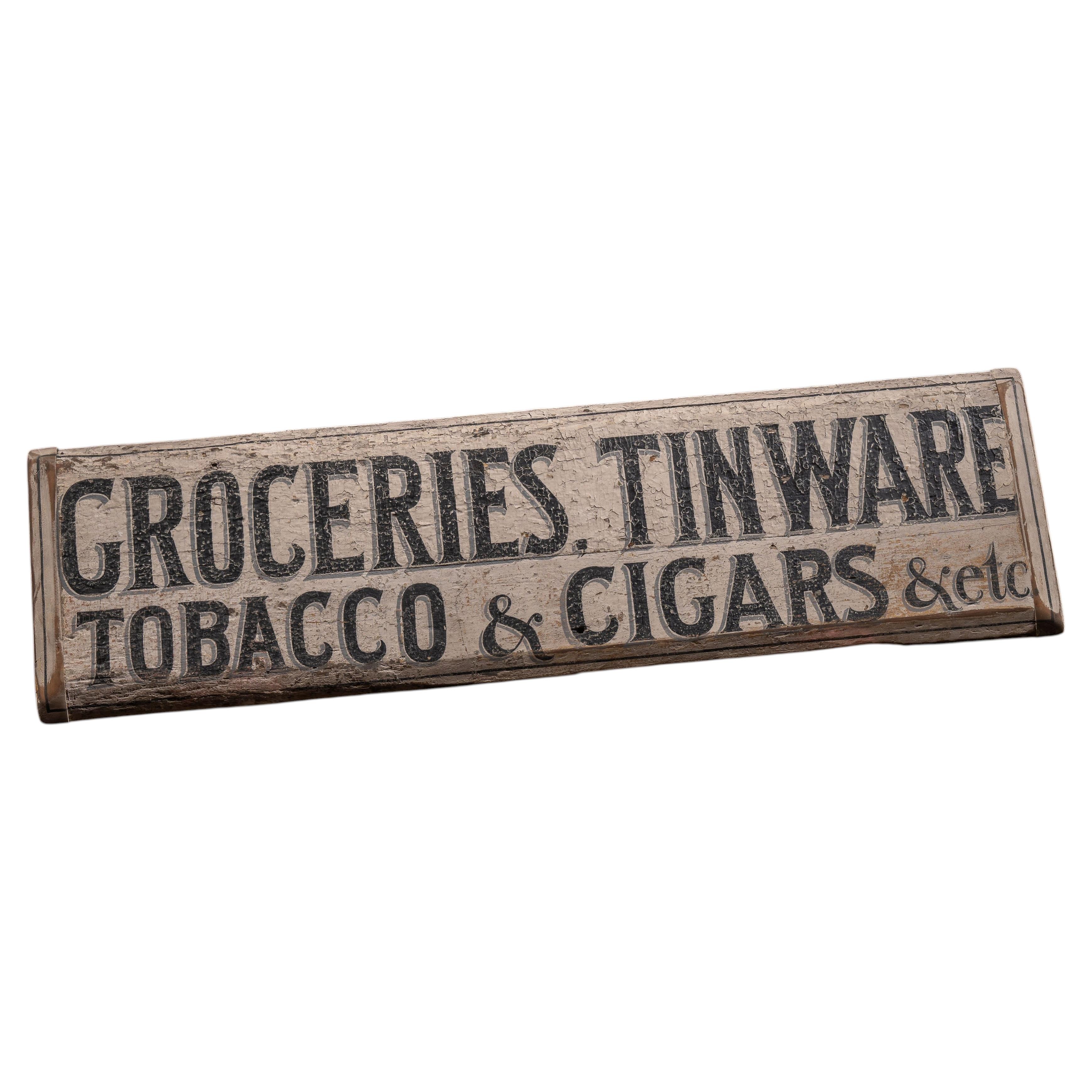 Antique "Groceries" Hand-Painted Wooden Storefront Sign