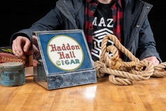 Early 20th Century Haddon Hall Cigar Lighted Glass Sign Display