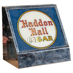 Early 20th Century Haddon Hall Cigar Lighted Glass Sign Display