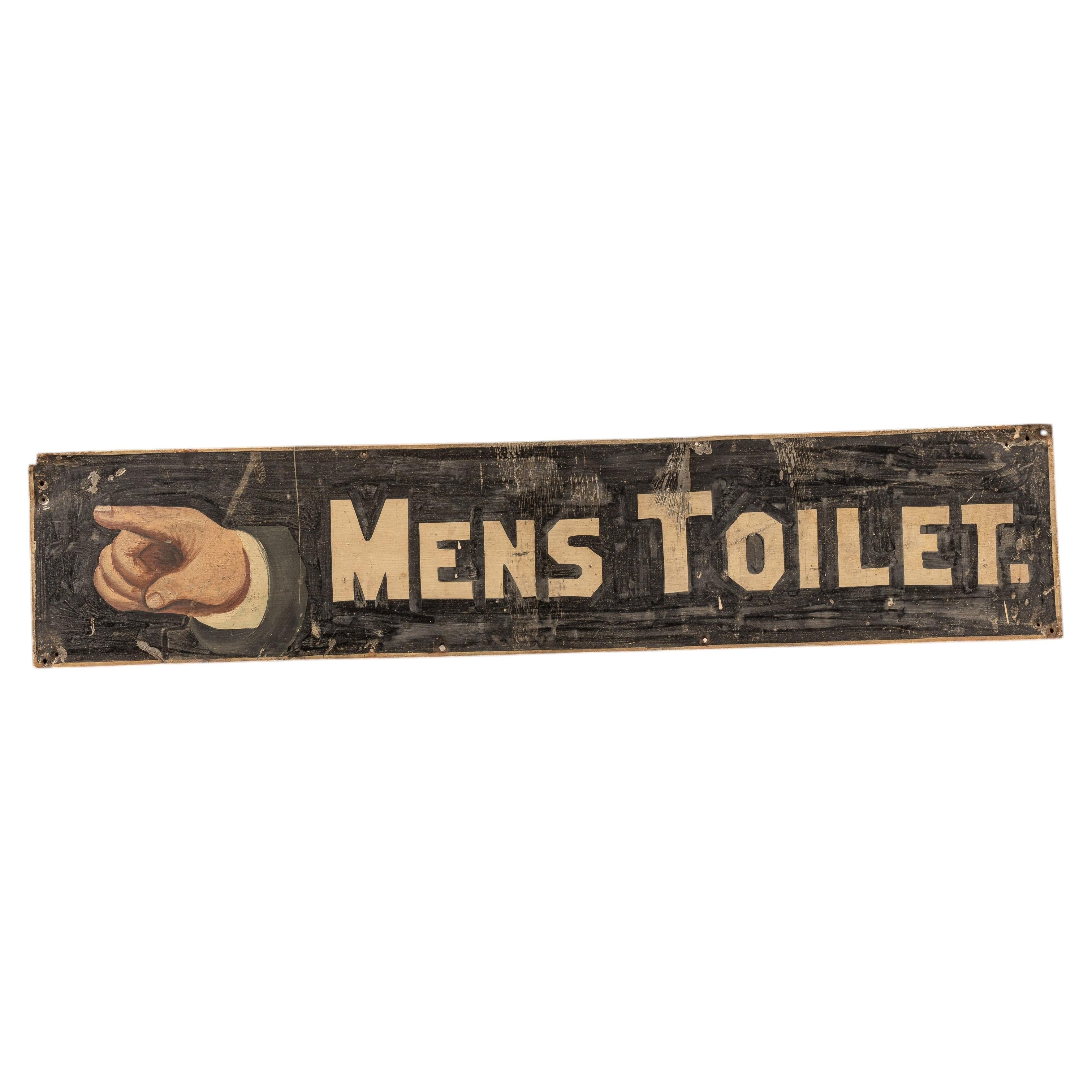 Antique Hand-Painted Directional Restroom Sign For Sale