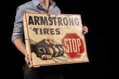 Vintage Armstrong Tires Double-Sided Tin Flange Service Station Sign