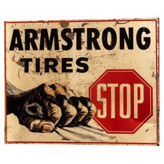 Vintage Armstrong Tires Double-Sided Tin Flange Service Station Sign