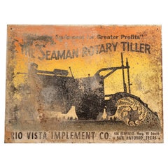 Antique Seaman Rotary Tiller Tin Litho Sign