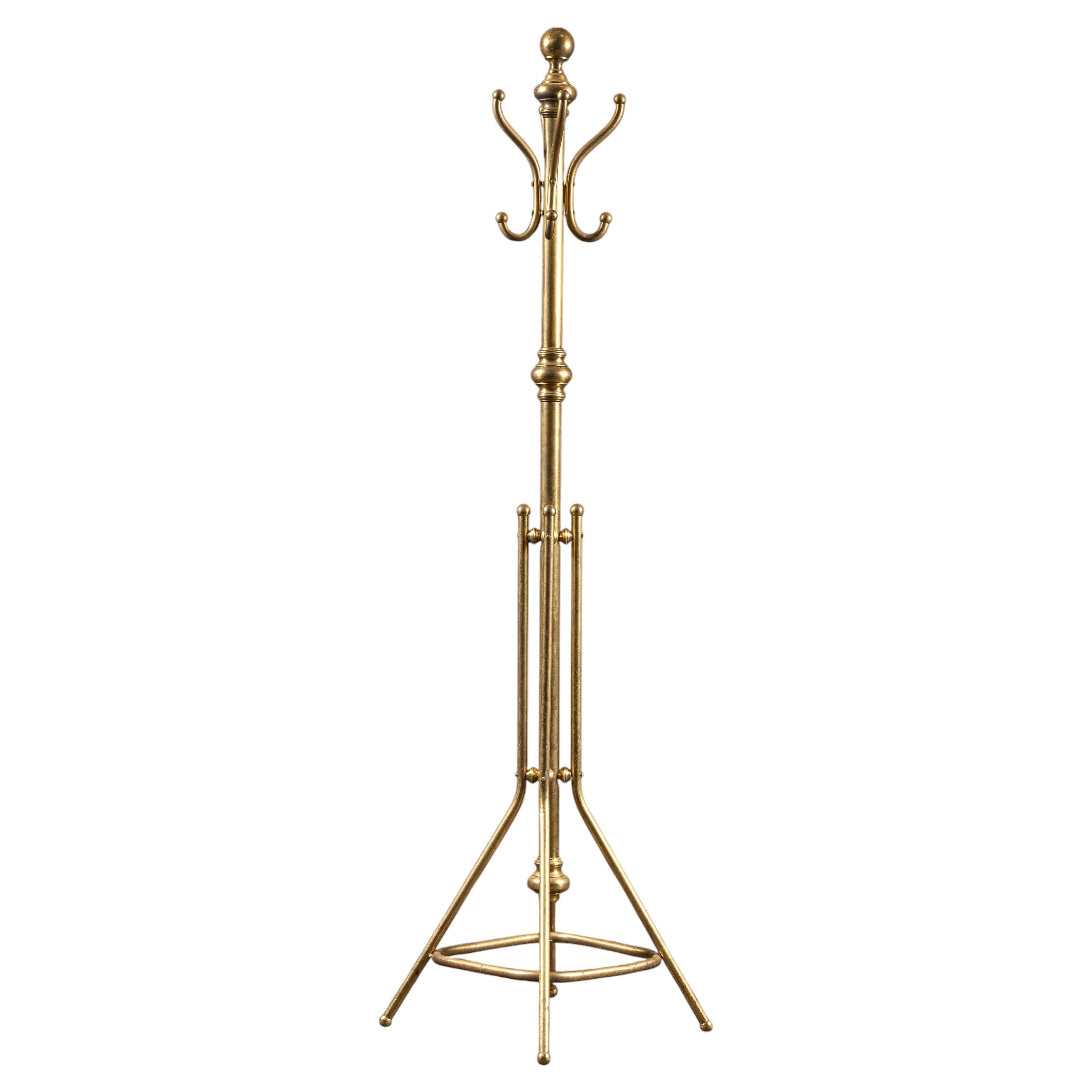 Antique Brass Barbershop Coat Tree For Sale