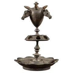 19th Century Victorian Figural Horse-Head Kerosene Smoking Stand & Cigar Lighter