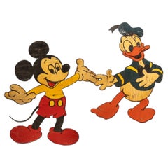 Vintage Wooden Mickey Mouse and Donald Duck Accents