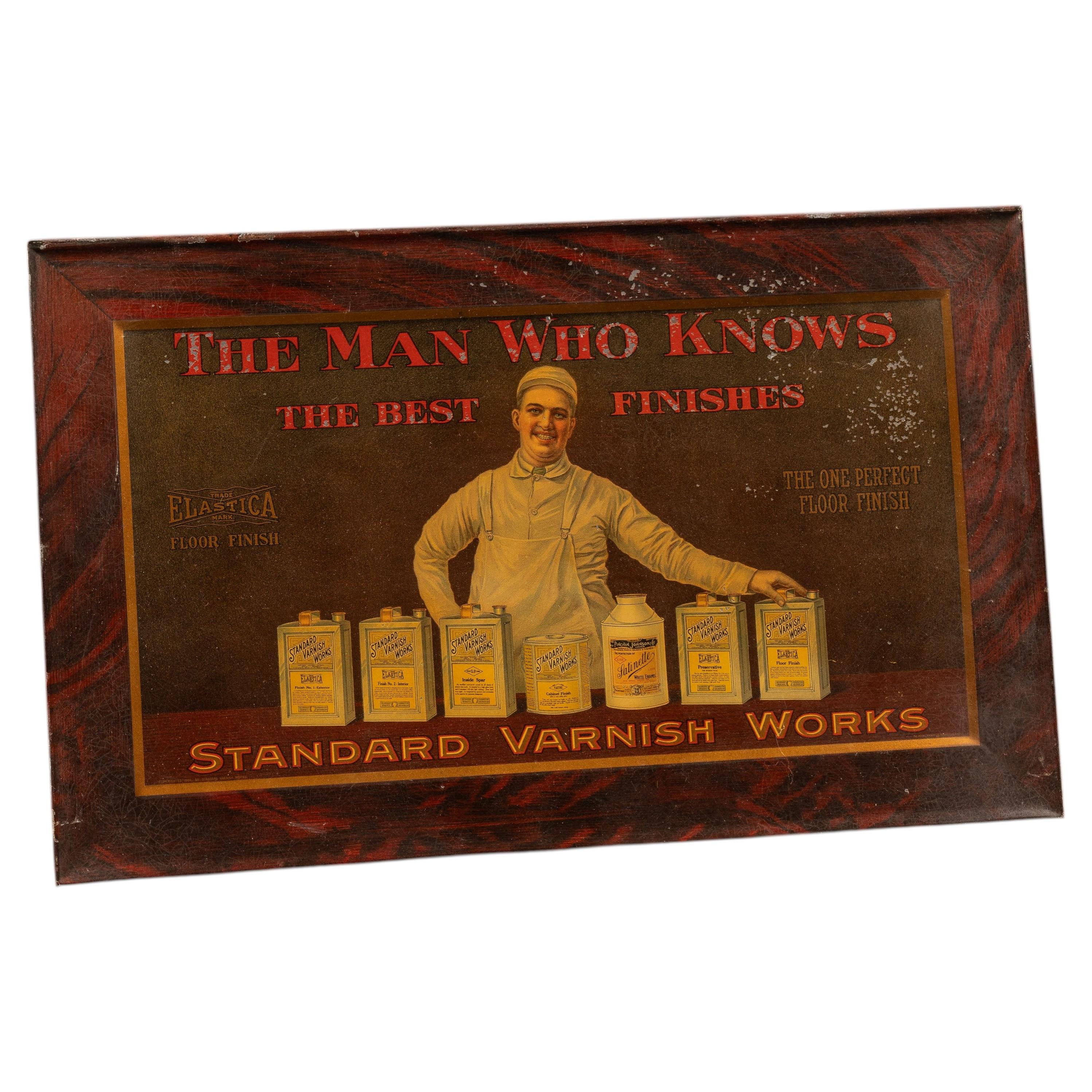 Early 20th Century Standard Varnish Tin Litho Advertising Sign For Sale